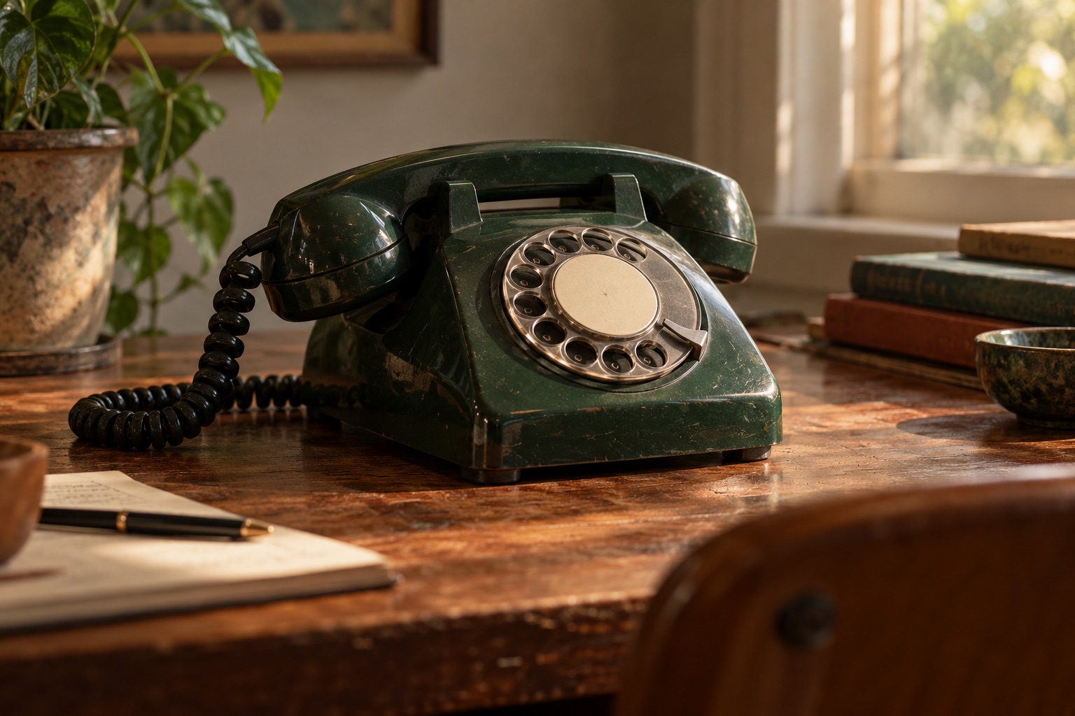 Artistic scene of an older everyday device, introducing digital obsolescence.
